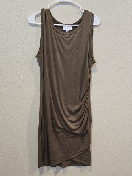 Urban Daizy Dresses & Skirts - Lush Asymmetrical Ruched Sleeveless Dress in Olive